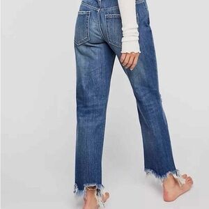 We The Free Distressed Blue Straight Leg Jeans